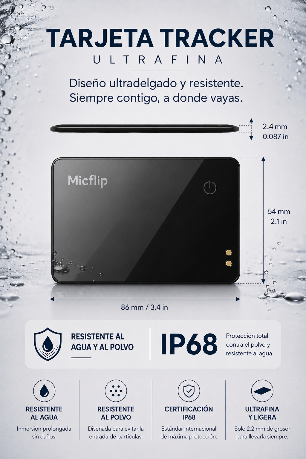 Tarjeta Rastreadora Micflip Premium compatible con iOS & Android